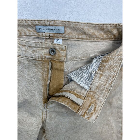 Chicos Platinum Denim‎ Jeans Womens 0.5 Tan Slim Leg Stretch Ultimate Fit - Picture 3 of 8
